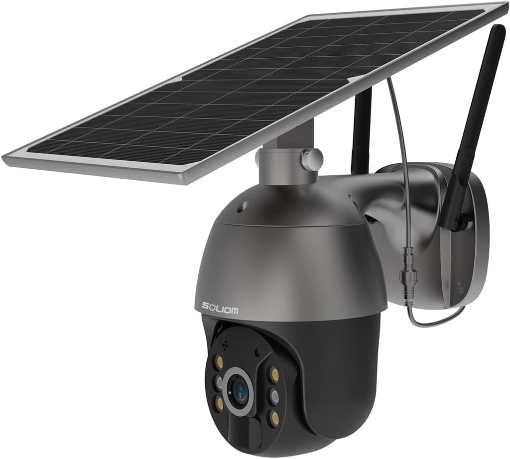 Solar Security Camera Outdoor, WiFi Wireless Battery Powered Rechargeable Home Camera with Panel, Spotlight Color Night Vision, PIR Motion Detection, Siren, 2-Way Audio, Cloud Storage/SD G2115