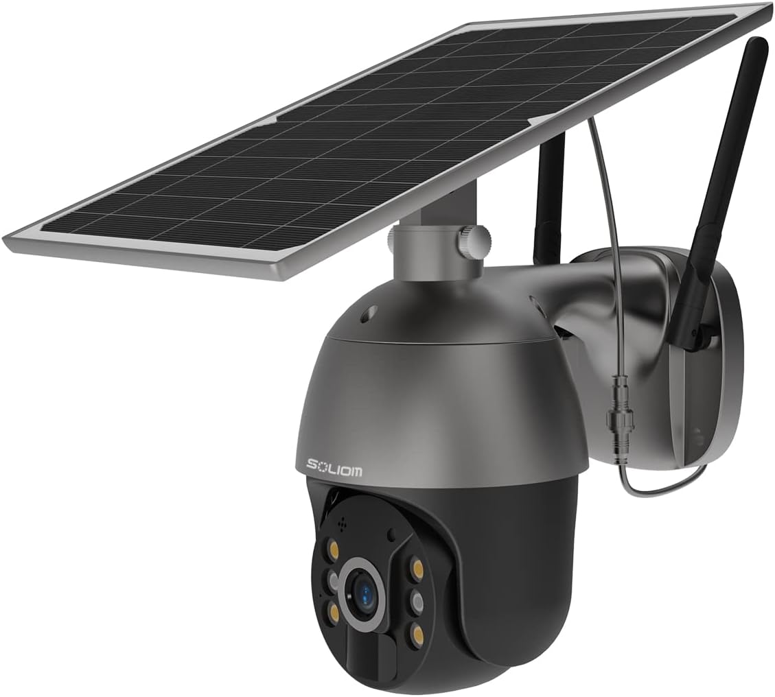 Solar Security Camera Outdoor, WiFi Wireless Battery Powered Rechargeable Home Camera with Panel, Spotlight Color Night Vision, PIR Motion Detection, Siren, 2-Way Audio, Cloud Storage/SD G2115