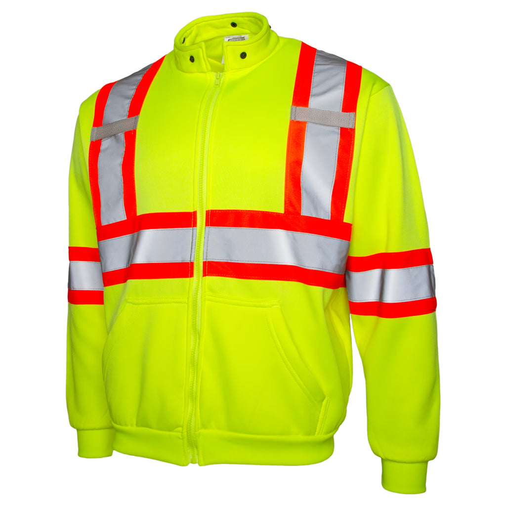 Hi-Vis Safety Full-Zip Hoodie, Yellow, L G59460
