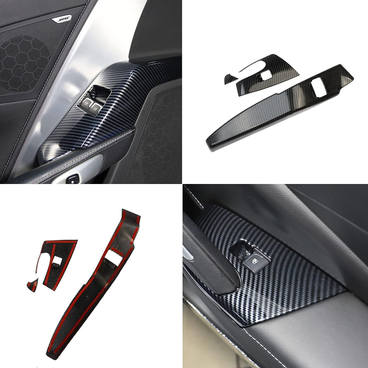 Carbon Fiber Window Lift Trim Switch Panel Decorations W2867