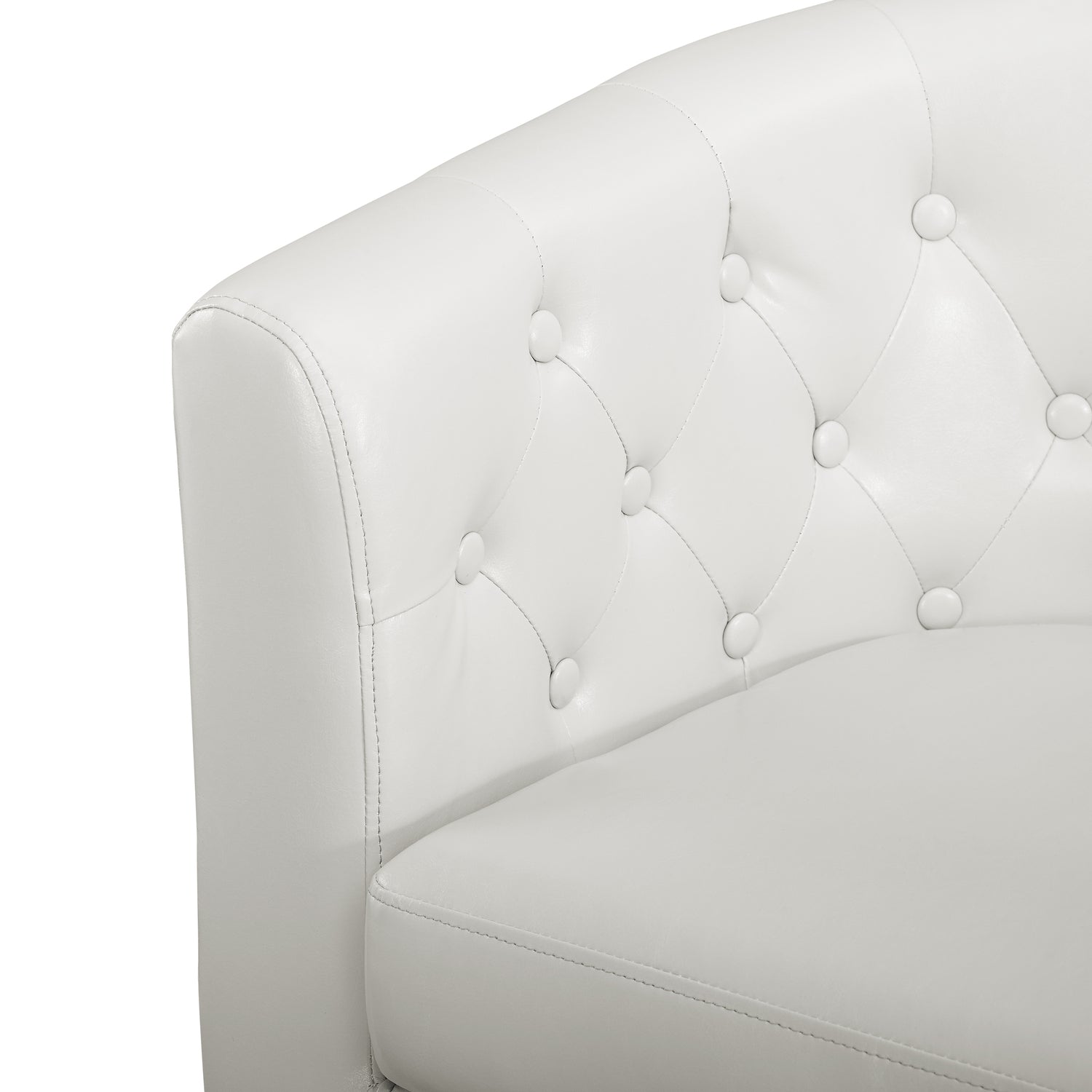 White Faux Leather Barrel Loveseat S209937