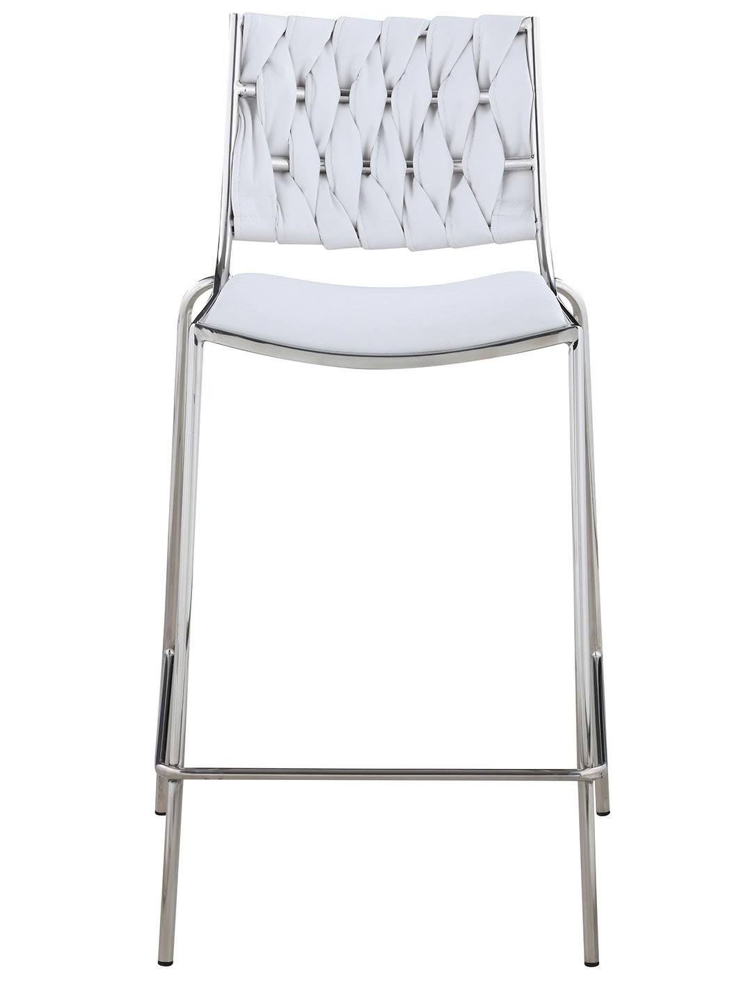 White Stackable Counter Stool with Weave Back, Set of 2 S58246