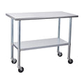 Stainless Steel Table 24 x 48 Inches with Caster Wheels and Undershelf K903321