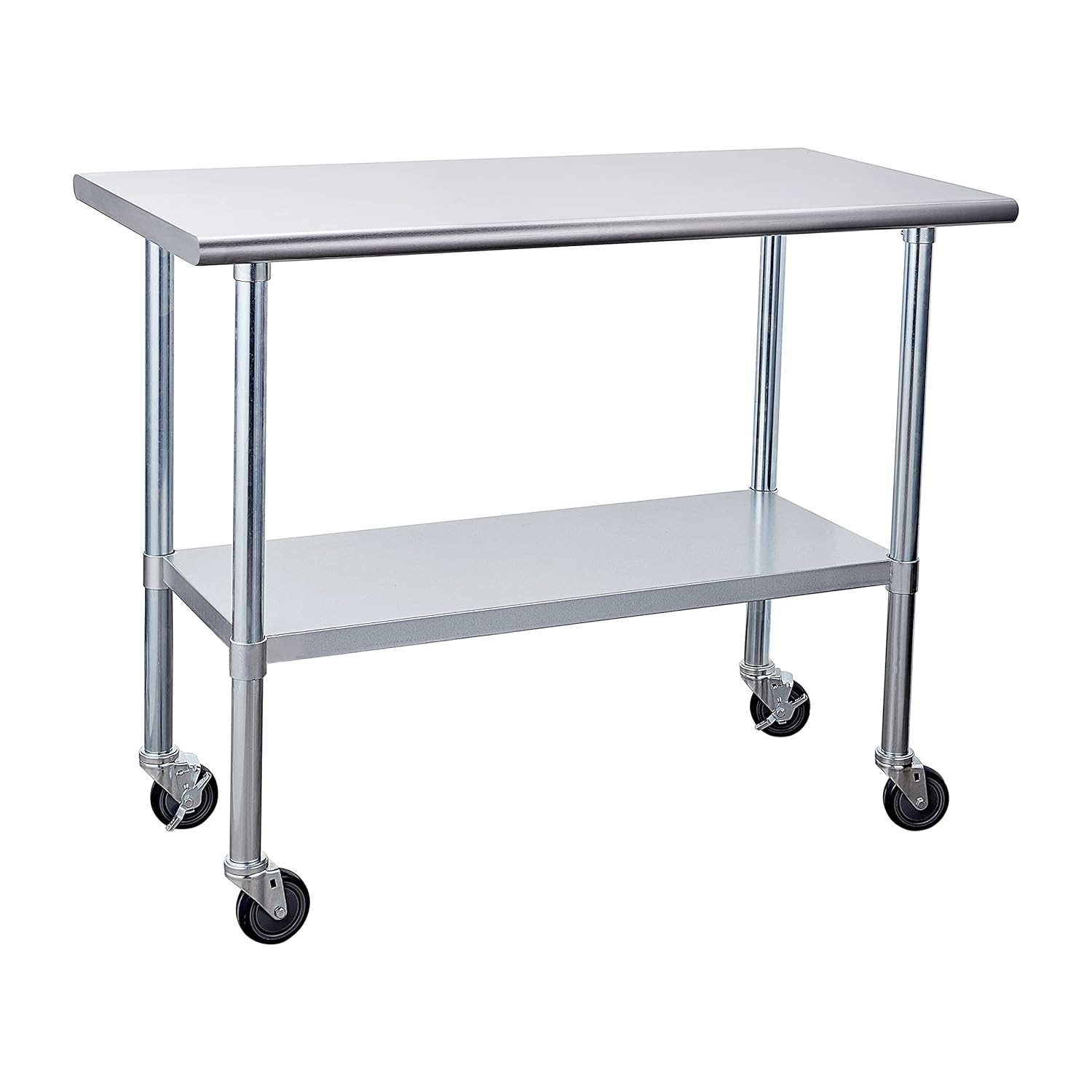 Stainless Steel Table 24 x 48 Inches with Caster Wheels and Undershelf K903321