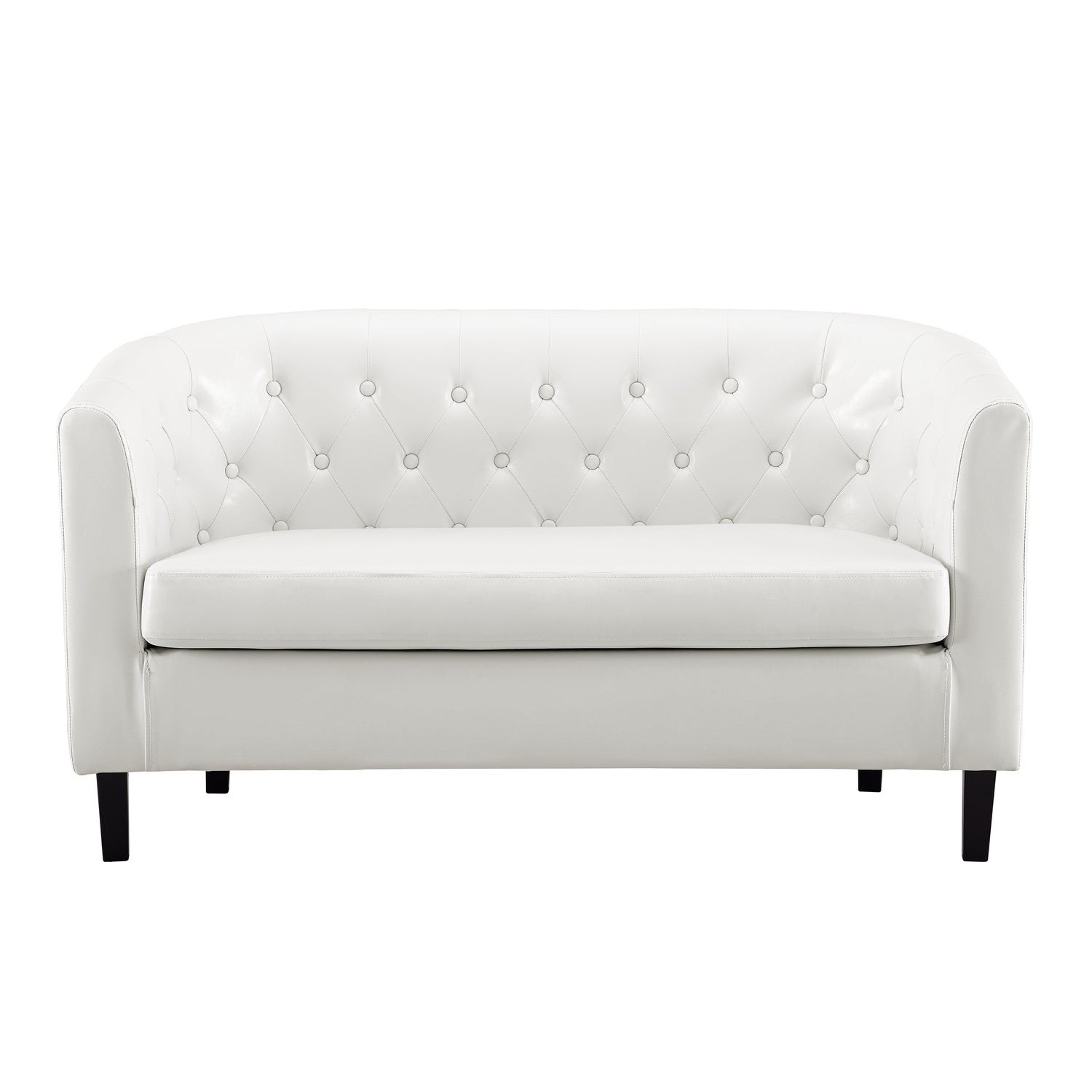 White Faux Leather Barrel Loveseat S209937