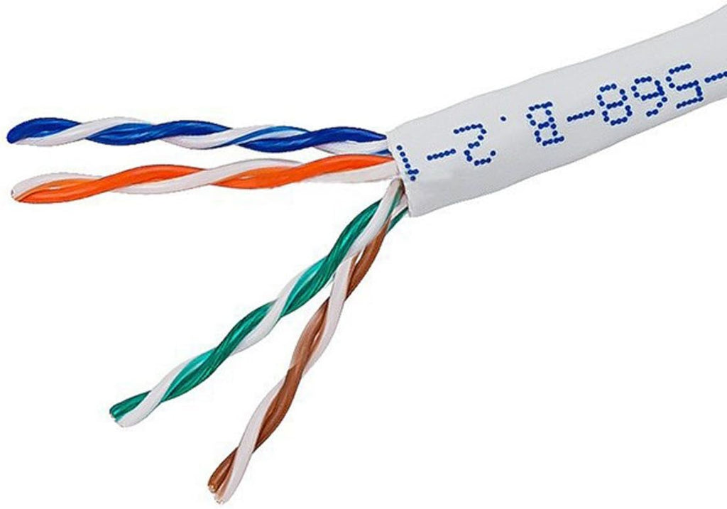 Cat5e Ethernet Bulk Cable, Solid, UTP, CMR, Pure Bare Copper, 24AWG, 500ft, Blue N360328
