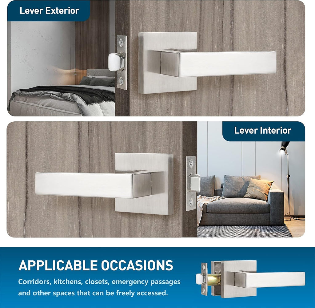 3 Pack Door Lever Handle Satin Nickel/Brushed Nickel Finish Pack of 2 X1676