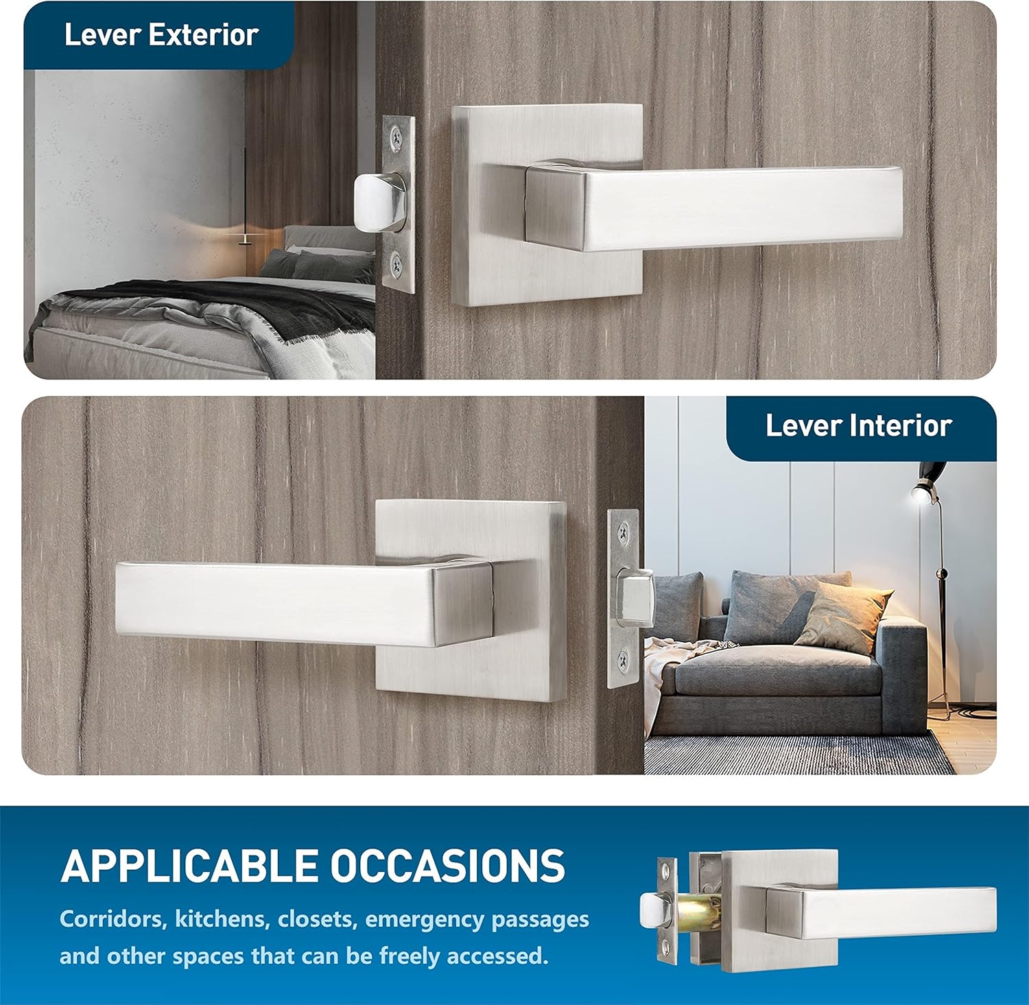 3 Pack Door Lever Handle Satin Nickel/Brushed Nickel Finish Pack of 2 X1676