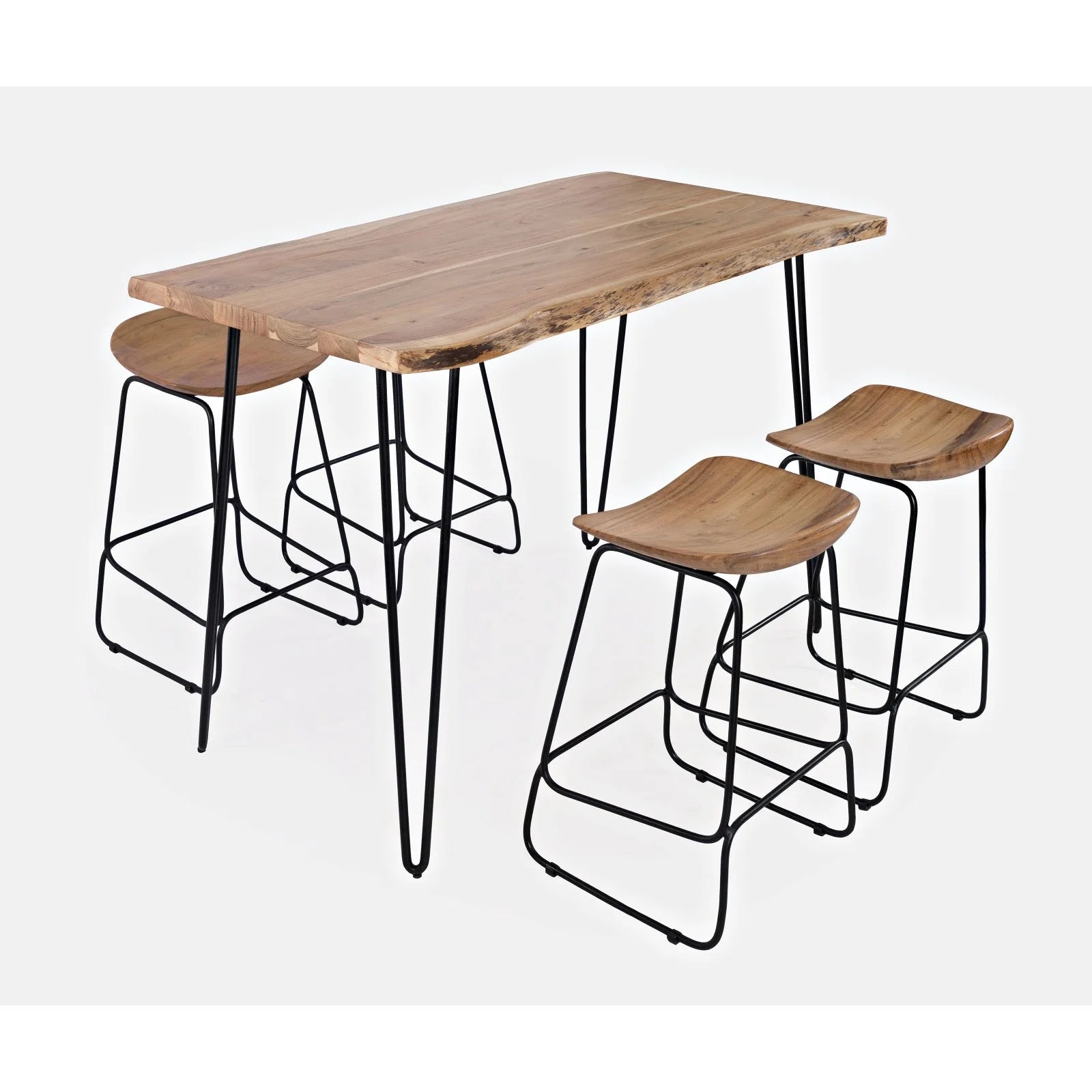 Solid Acacia Counter Height Backless Stool Set of 2 J138