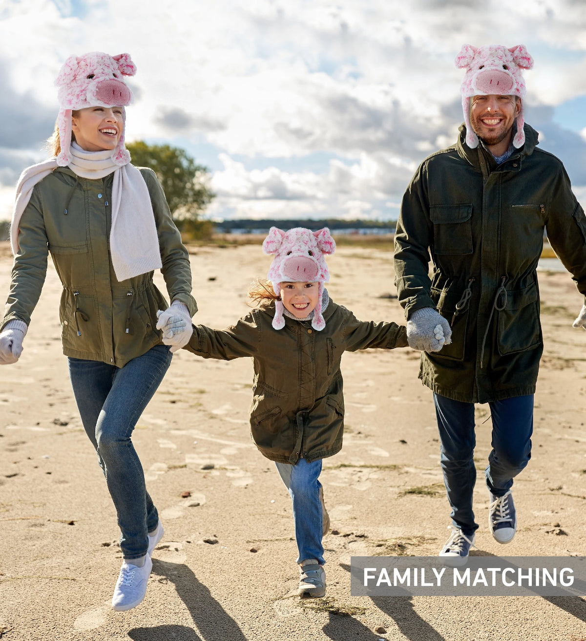 Pink Pig Plush Animal Winter Hat with Ear Flaps A5727