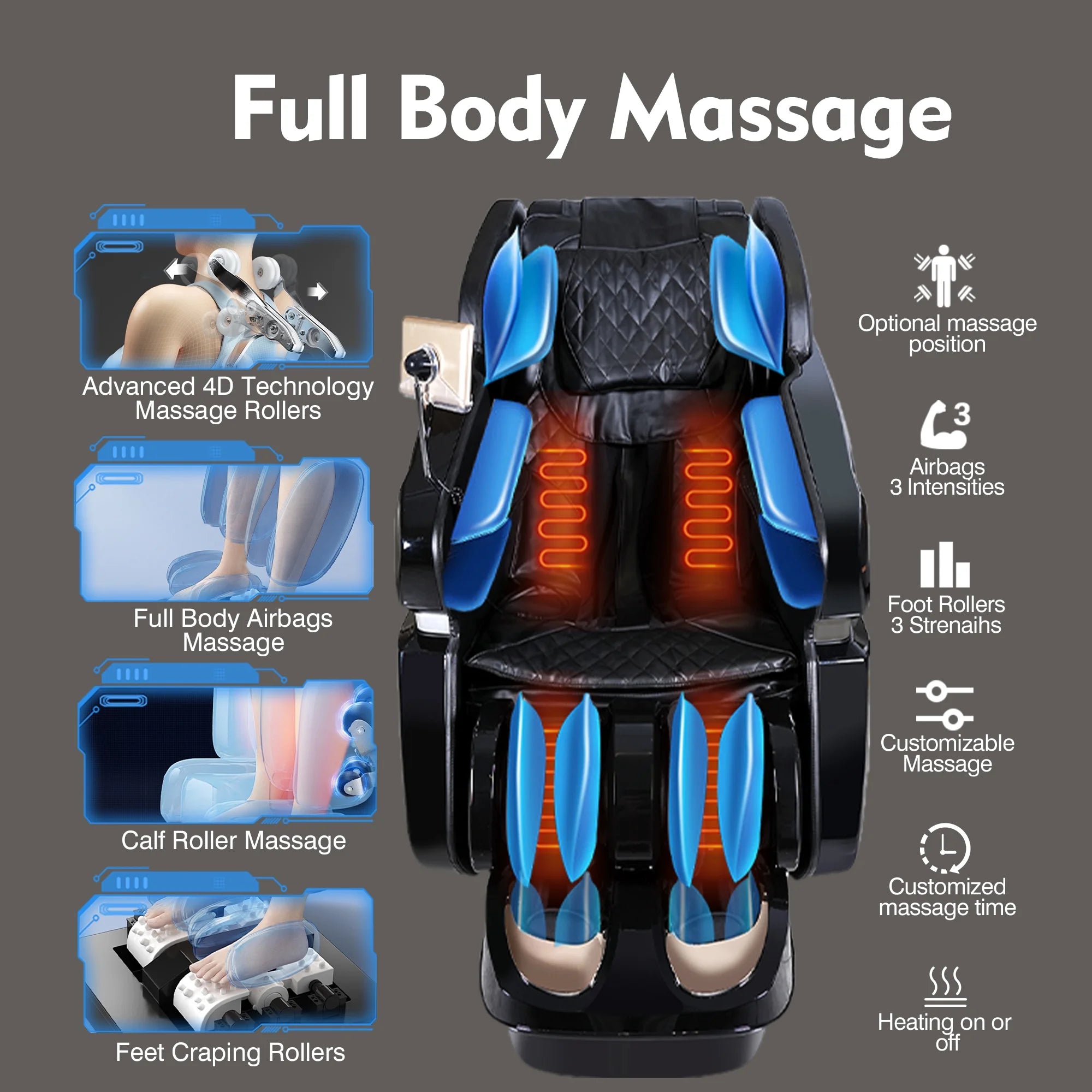 Black 4D Massage Chair Q4568