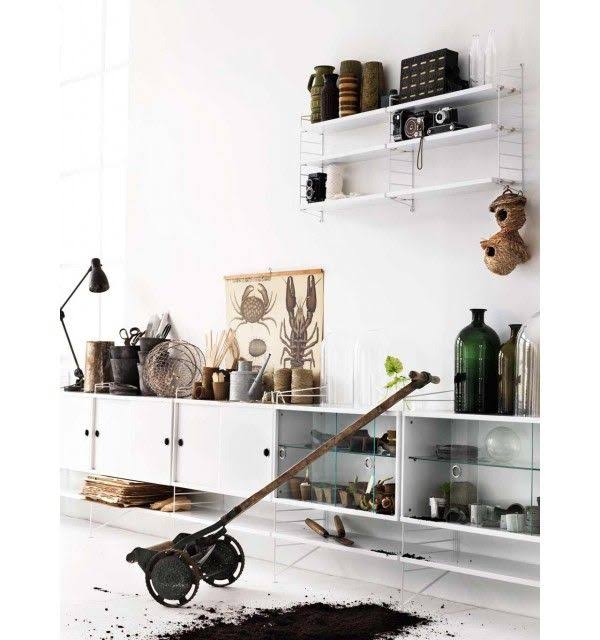 White String Display Cabinet with Sliding Glass Doors W821916