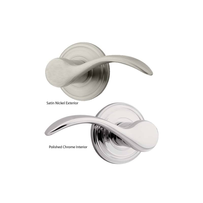 Satin Nickel / Polished Chrome Privacy Door Leverset U30994