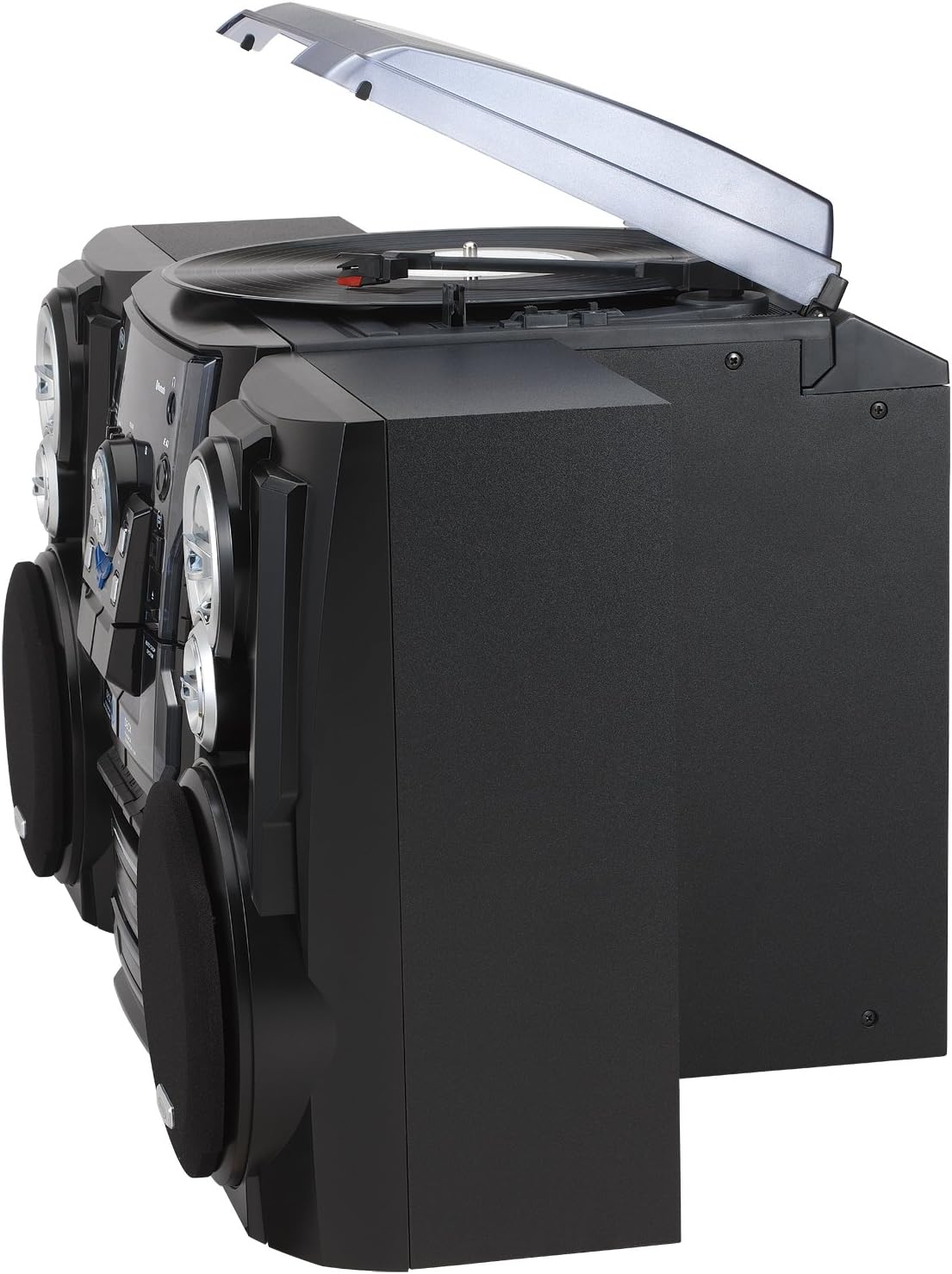 Bluetooth 3-Speed Stereo Turntable and 3 CD Changer with Dual Cassette Deck D624201