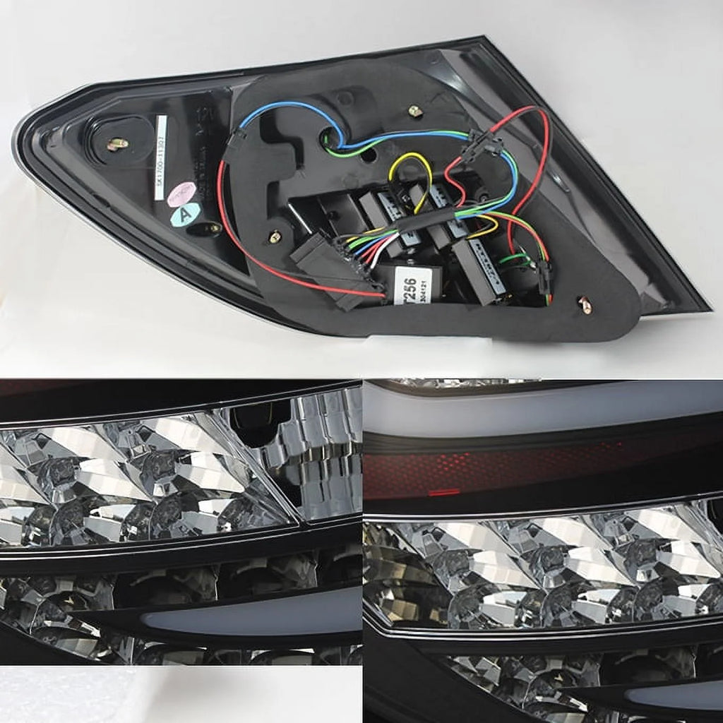 Black Bezel Rear LED Tail Lights Pair C746