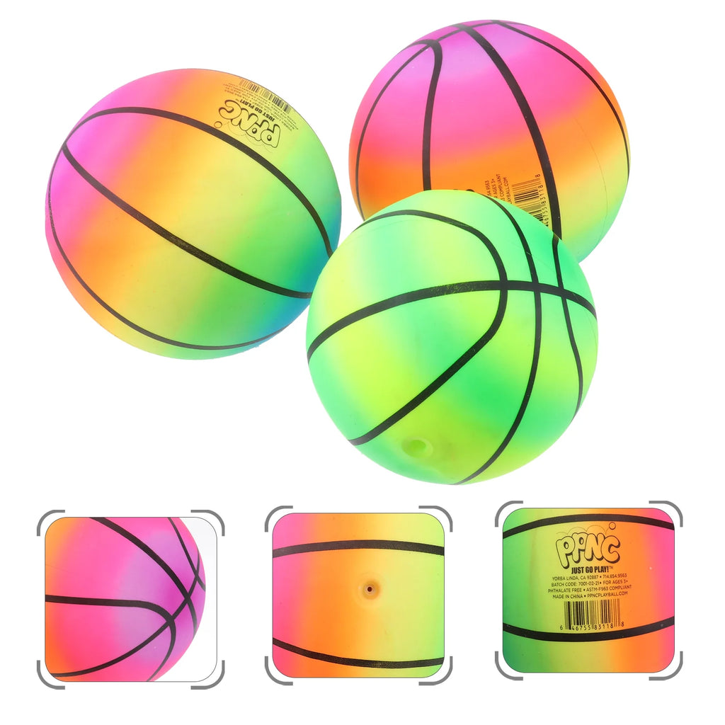 3 Pcs 16 CM Rainbow Balls Elastic PVC Beach Play Ball J7069