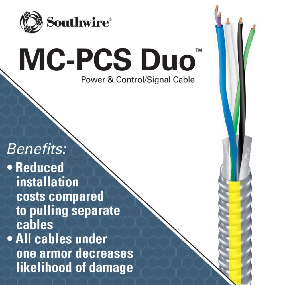 12/2 Stranded 16/2 Solid x 250 ft. MC-PCS Power and Control/Signal Cable C6212