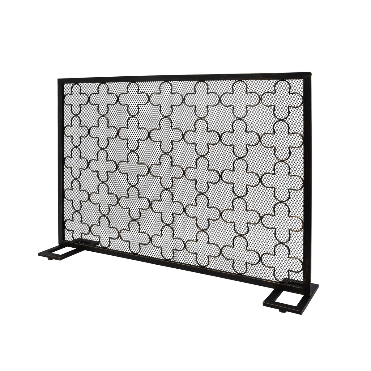 Black Brushed Silver Fireplace Screen I538