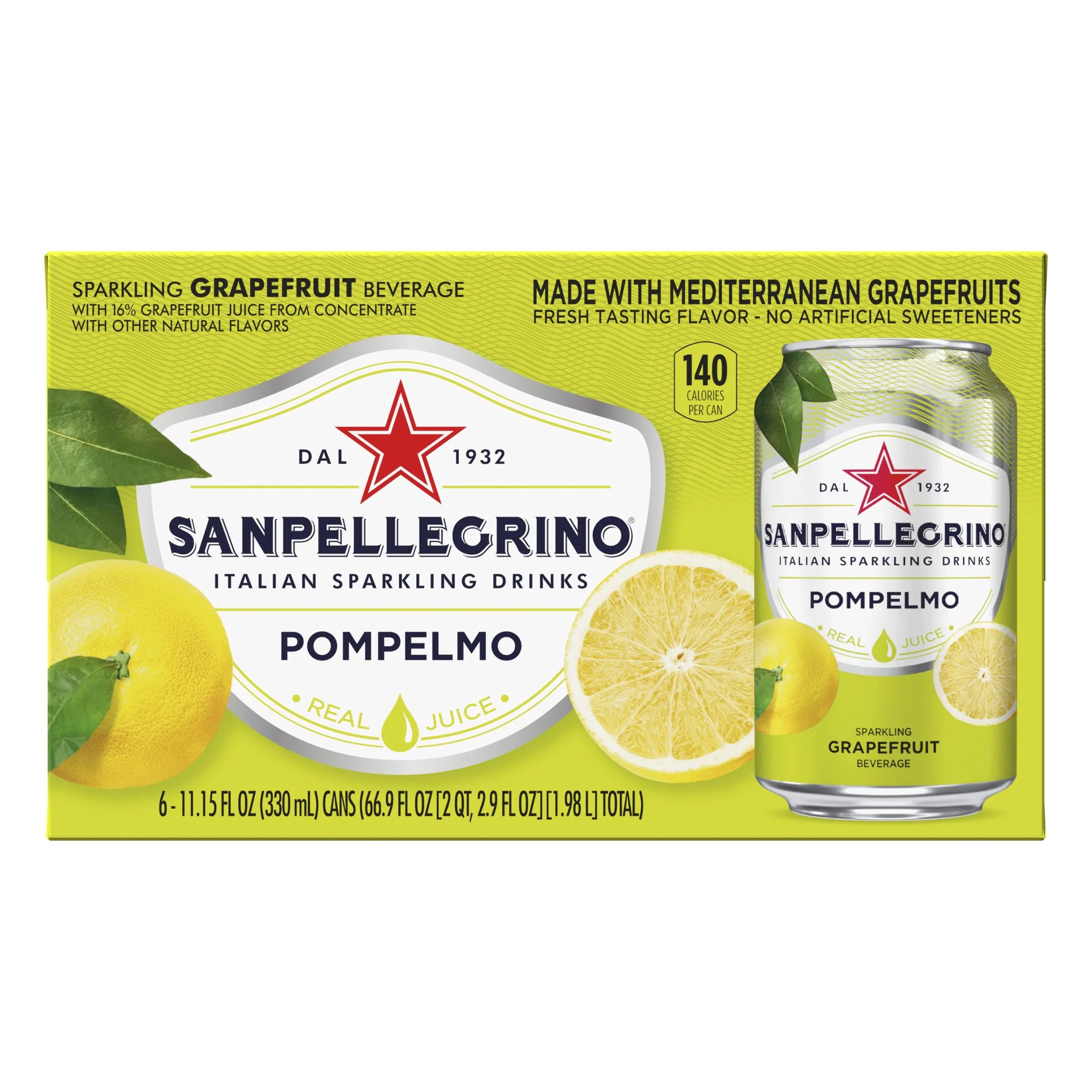 Italian Sparkling Drink, Grapefruit, 11.15 Fl Oz (Pack Of 6) F48576