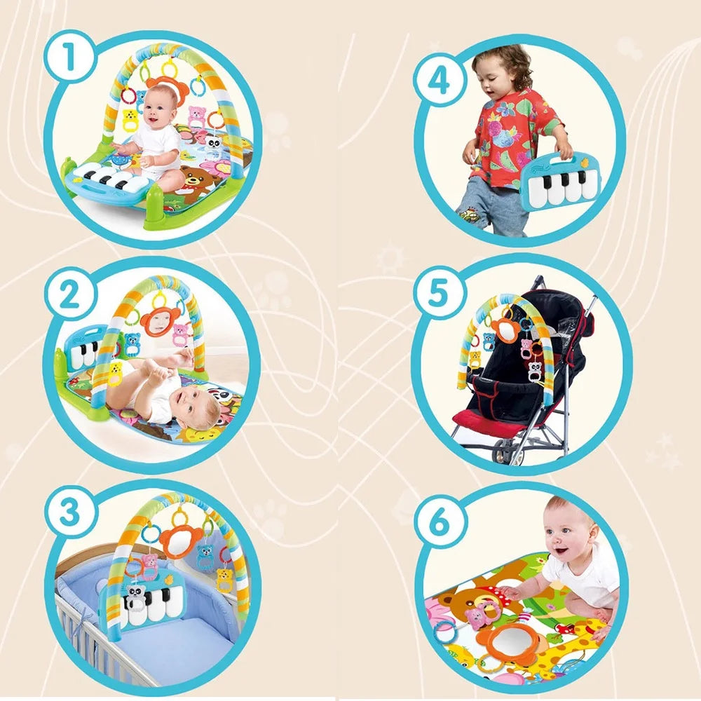 Playmat Kick and Play Piano Gym with Hanging Mirror Musical Activity Center Tummy Time Play Mat J440664