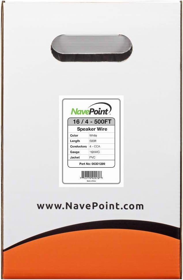 500ft 16/4 AWG 4 Conductor White Speaker Cable Wire R415
