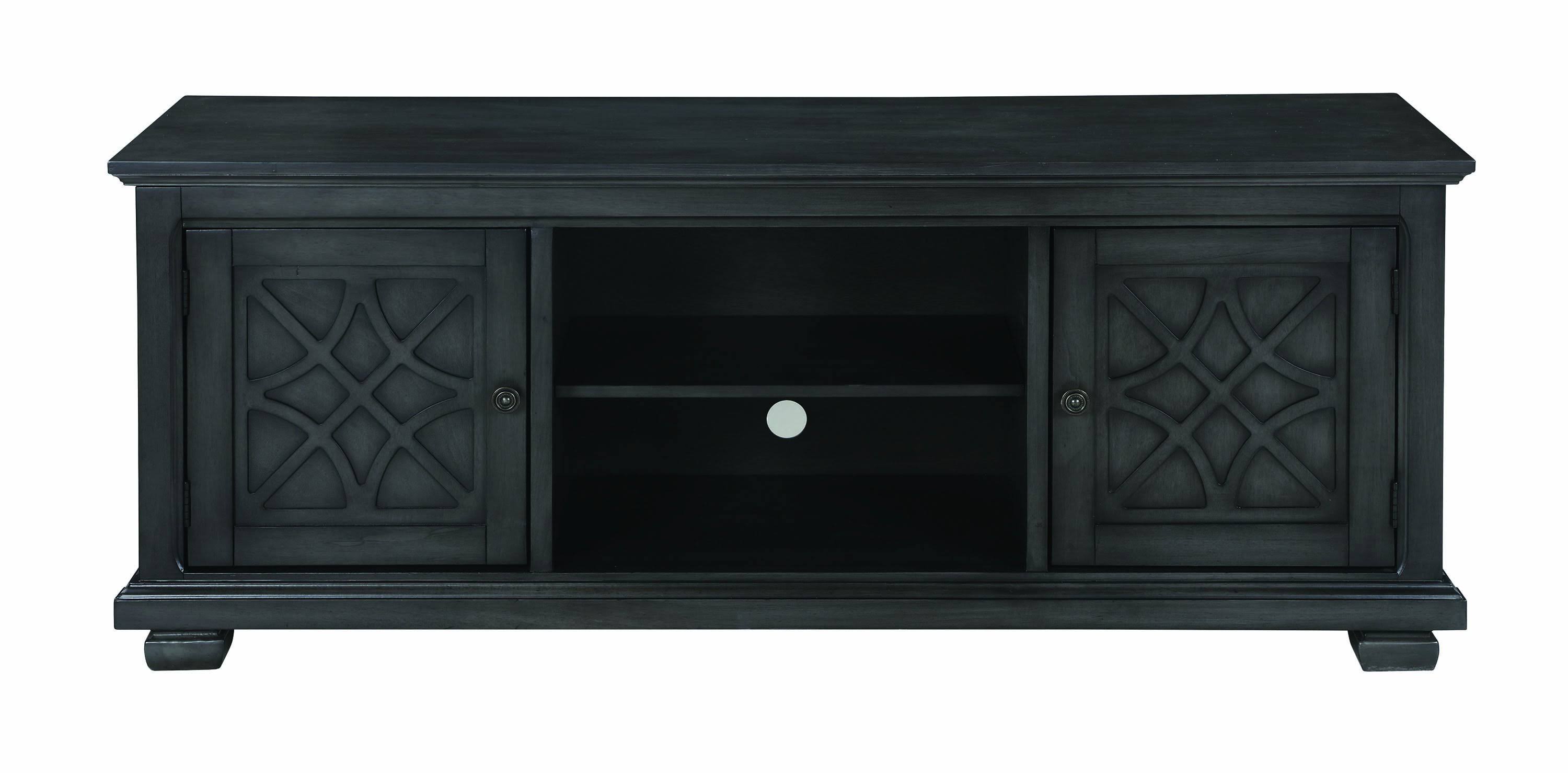 60 inch Wooden TV Console with 2 Storage Compartments and 2 Door Cabinets Gray K13050