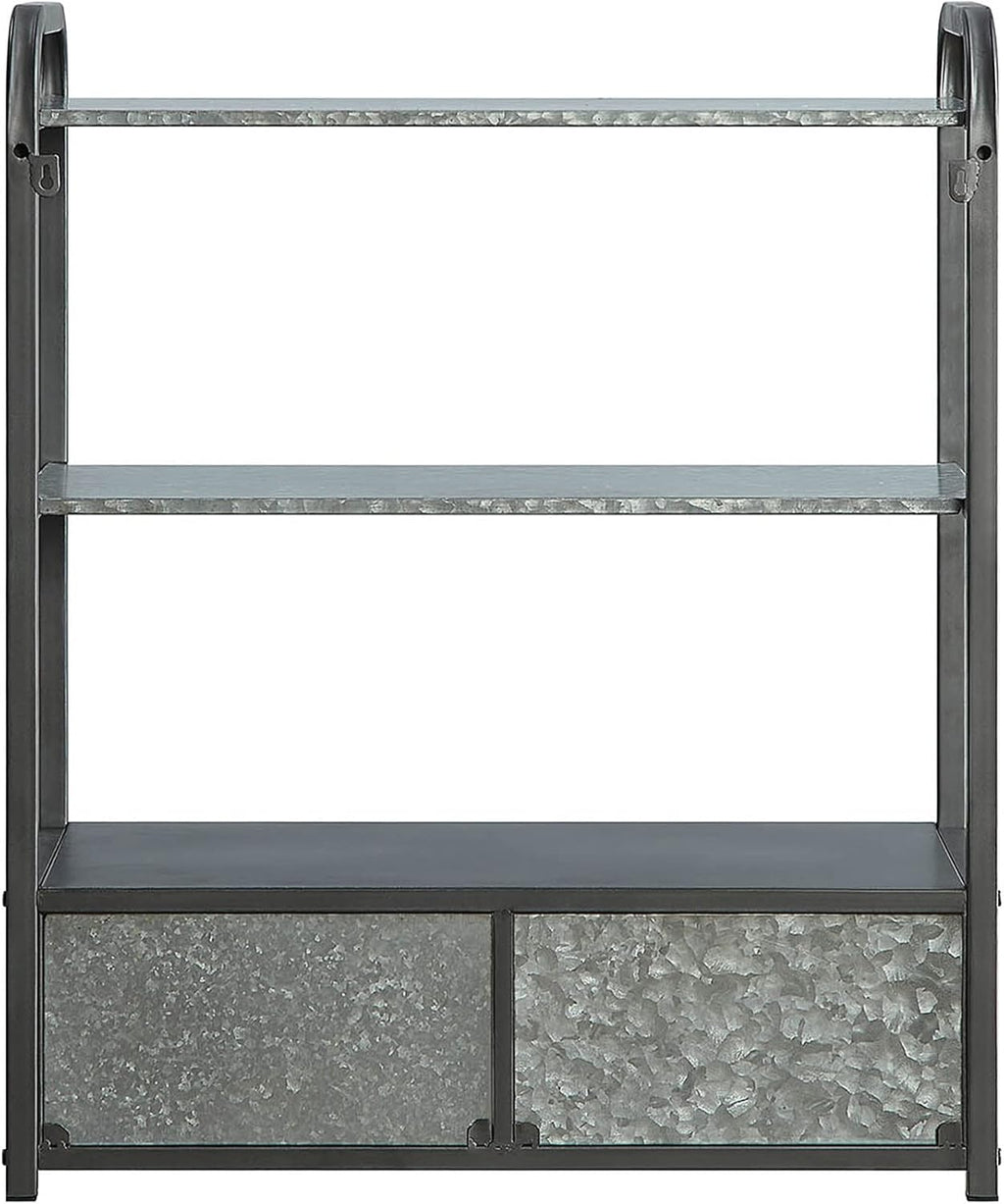 Gray and Galvanized Metal Cabinet F30719