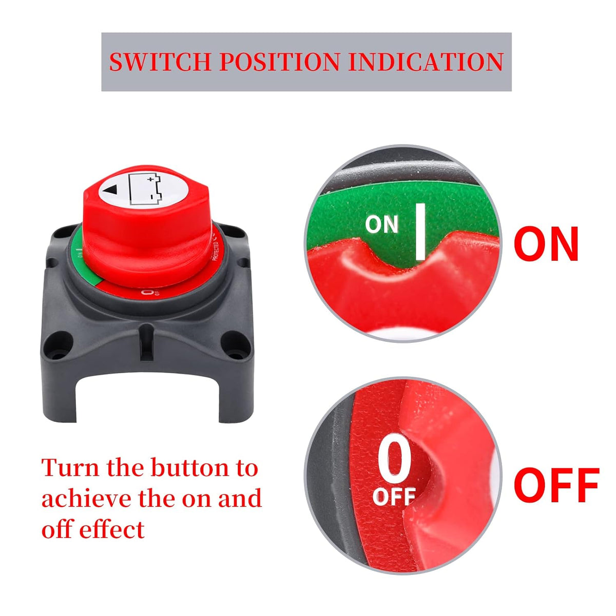 Battery Disconnect Switch, 12V 24V 48V, Pack of 2 W668742