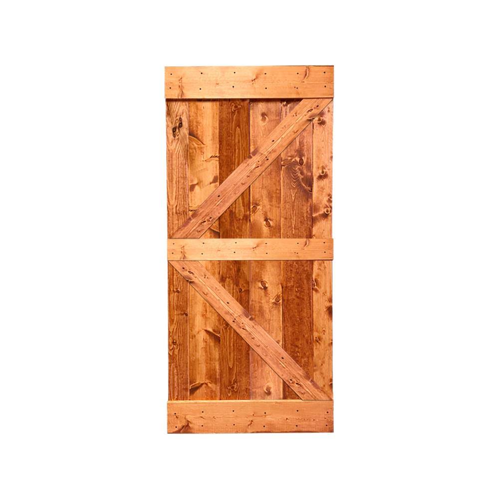 Red Walnut Stained Solid Pine Wood Interior Sliding Barn Door Slab J74890