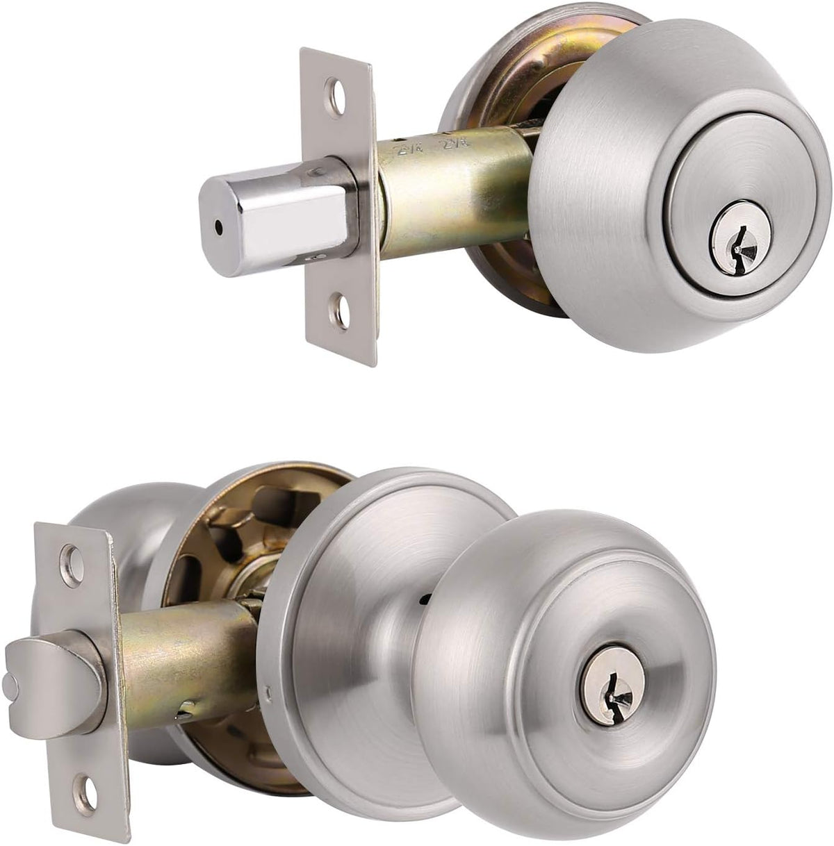 Oil Rubbed Bronze Entry Door Knob and Double Cylinder Deadbolt Lock Combo Set, Set of 4 A94951