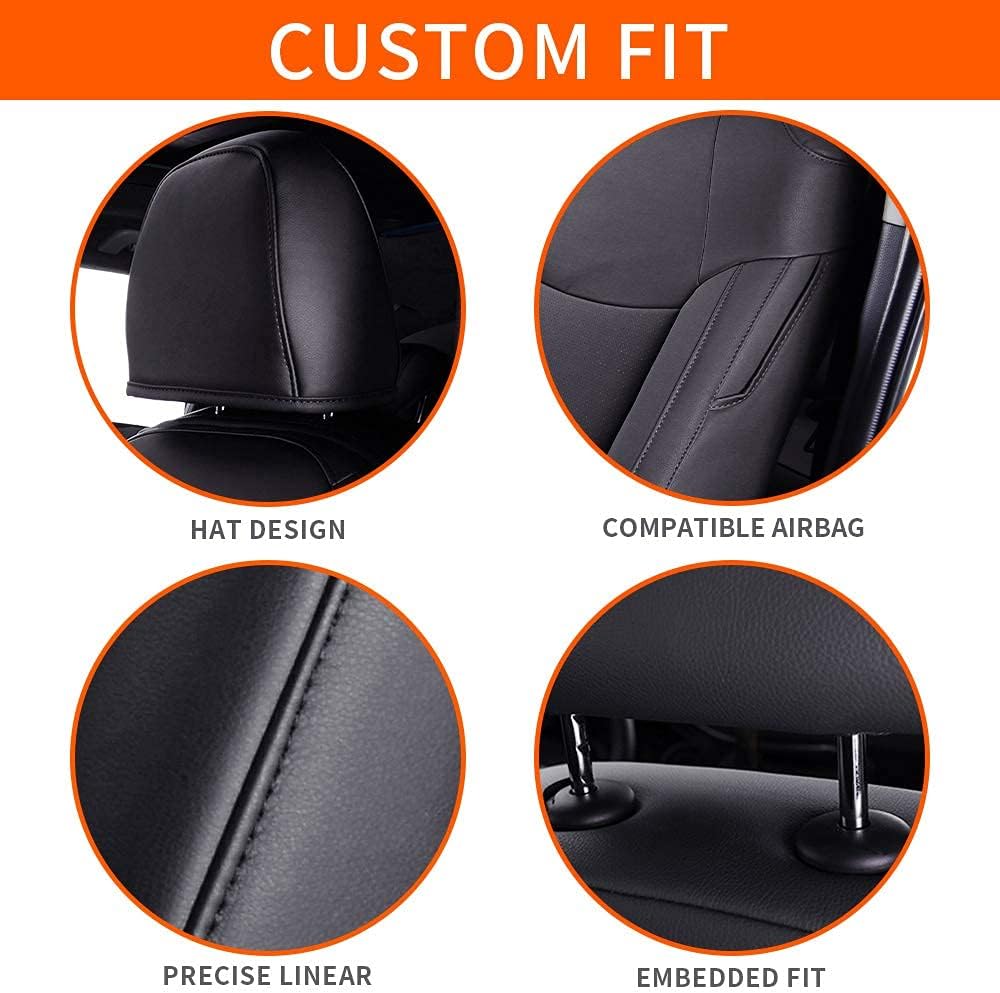 Faux Leather Car Seat Covers Full Set Black E41898