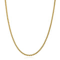 14K Yellow Gold 2.5MM Hollow Round Box Chain Necklace I813