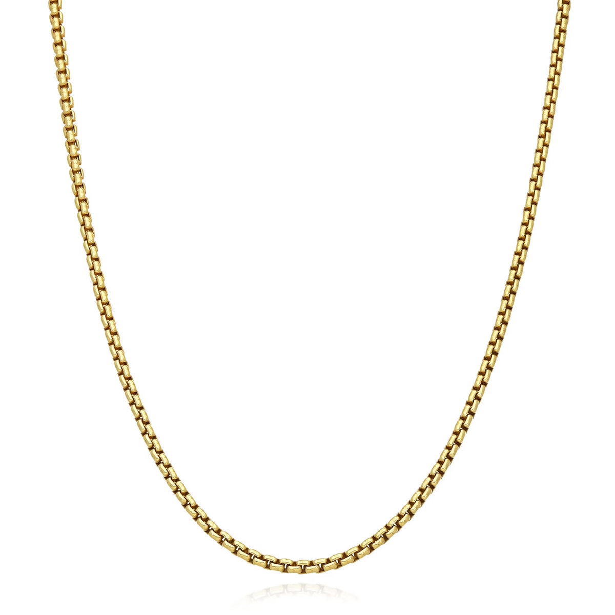 14K Yellow Gold 2.5MM Hollow Round Box Chain Necklace I813