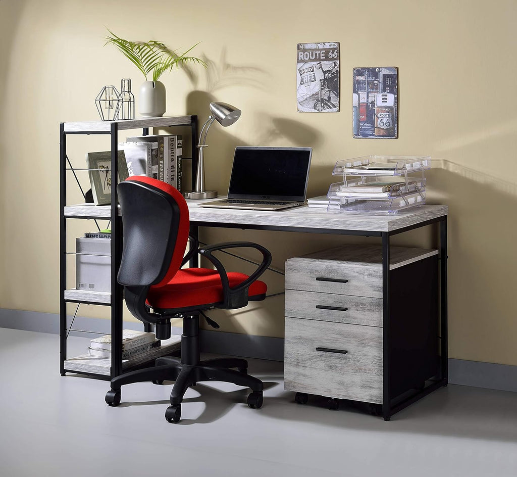 White-Ash & Black Tall File Cabinet S415681