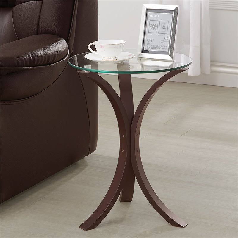 Round Glass Top Accent End Table F7935
