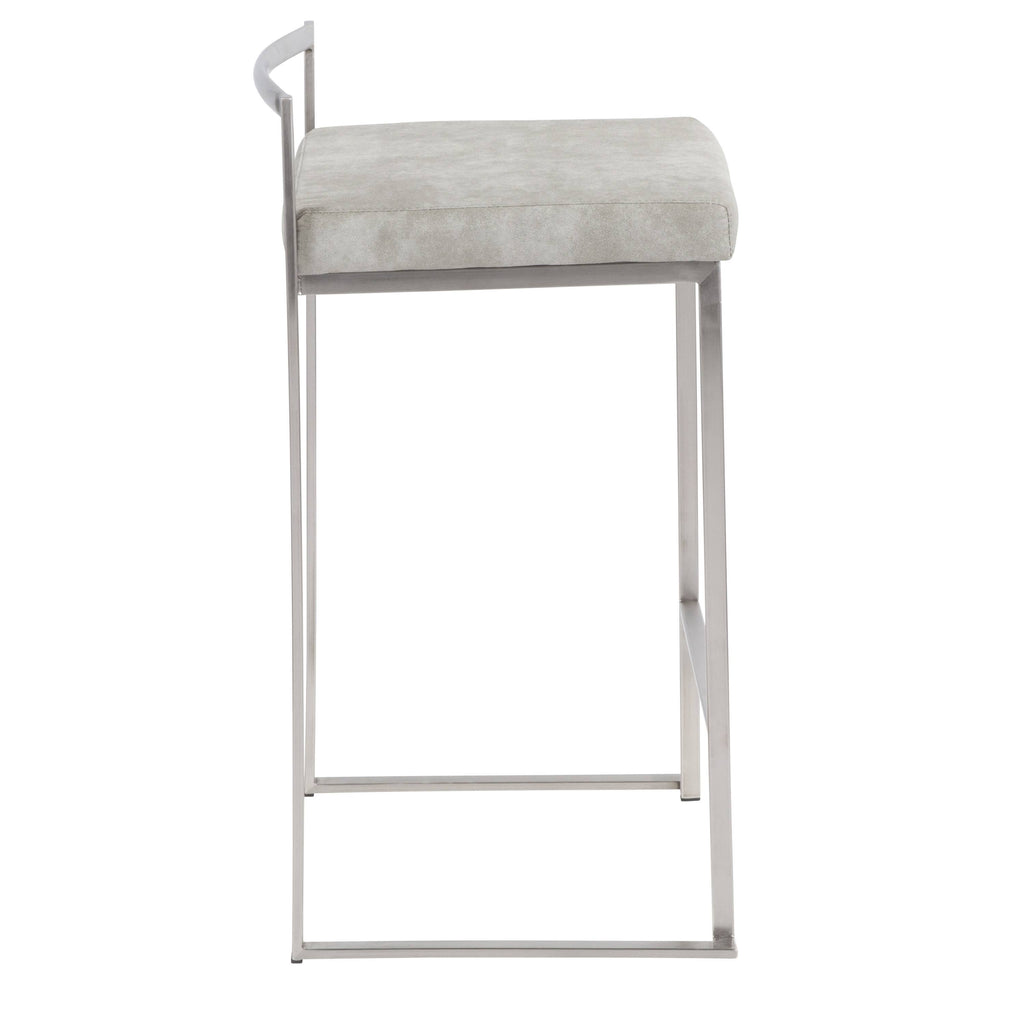 Counter Stool Set of 2 Stainless Steel Light Grey M790