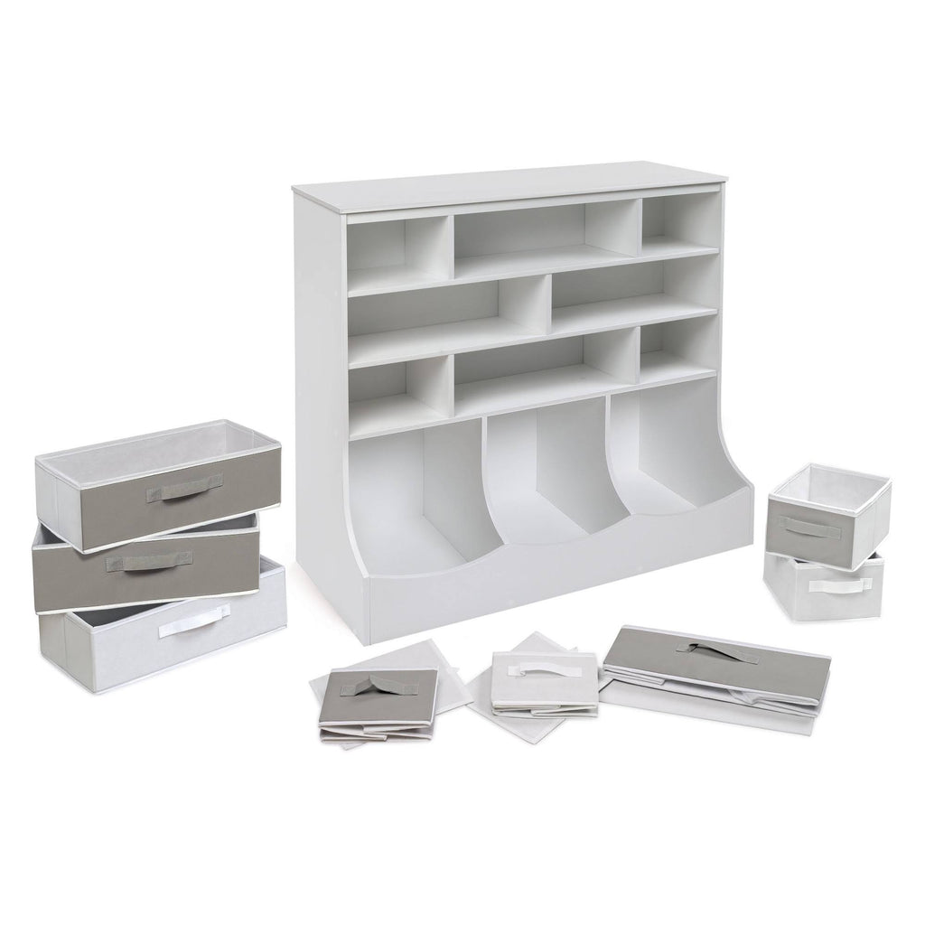 White Storage Station with Eight Baskets and Three Bins M838163