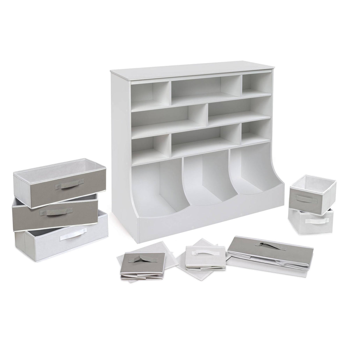 White Storage Station with Eight Baskets and Three Bins M838163