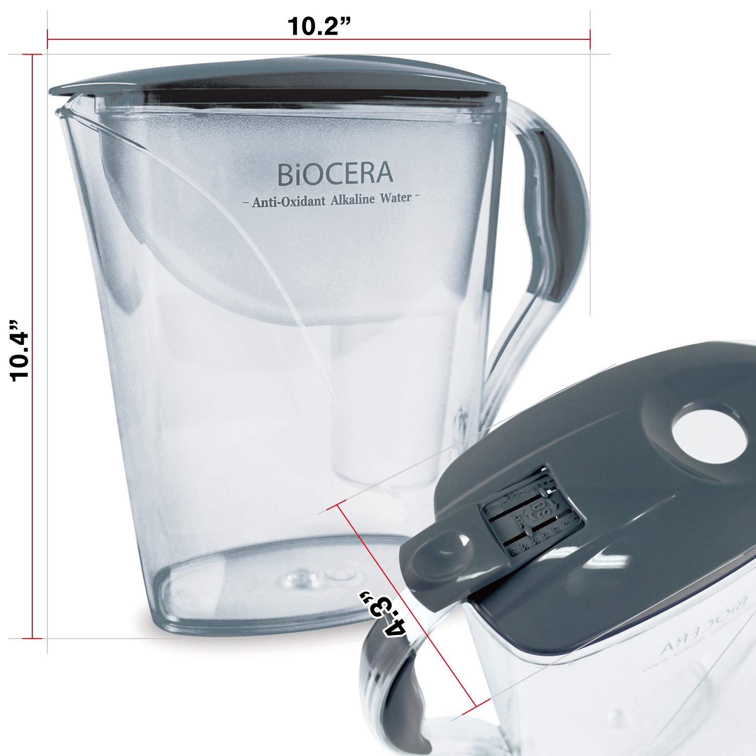 Alkaline Antioxidant Water Filter Pitcher with 1 Free Cartridges Q36638