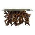 Teak Glass Console Table L590