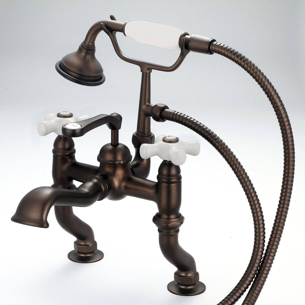 Adjustable Center Deck Mount Tub Faucet with Handheld Shower P622