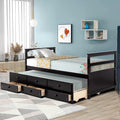 White Twin Captain Bed with Trundle and 3 Storage Drawers B524