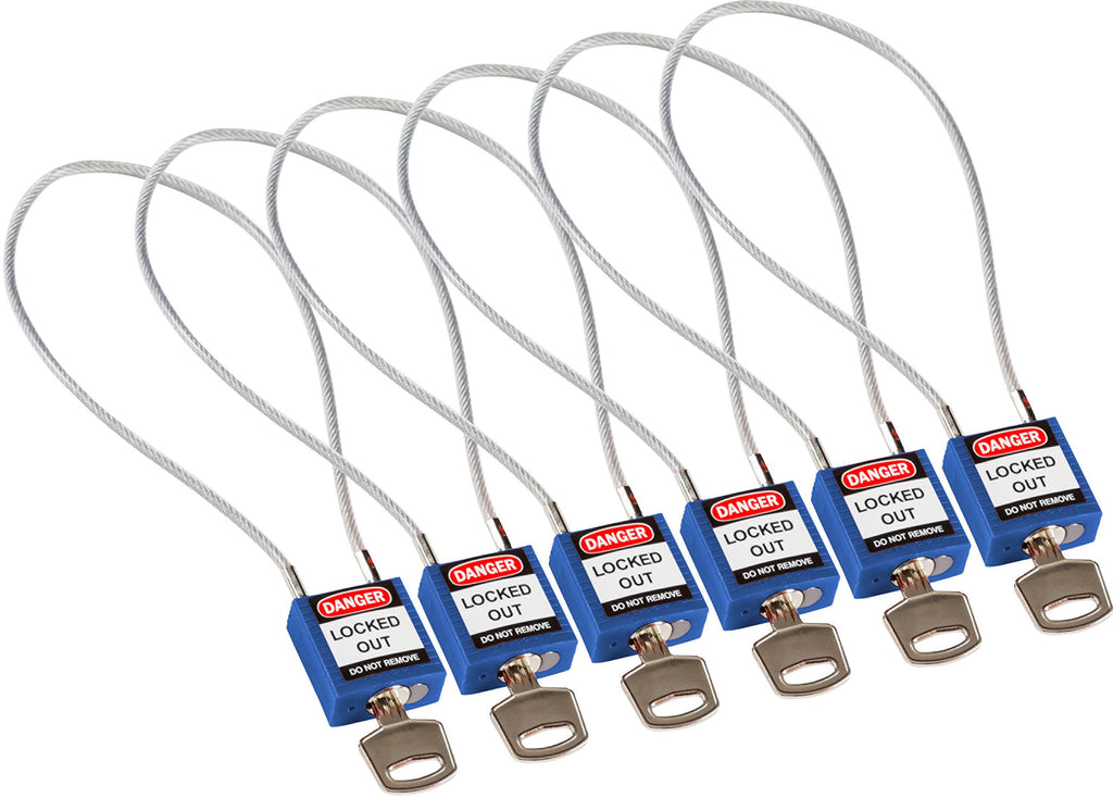 8x22 Compact Cable Padlock Blue O350