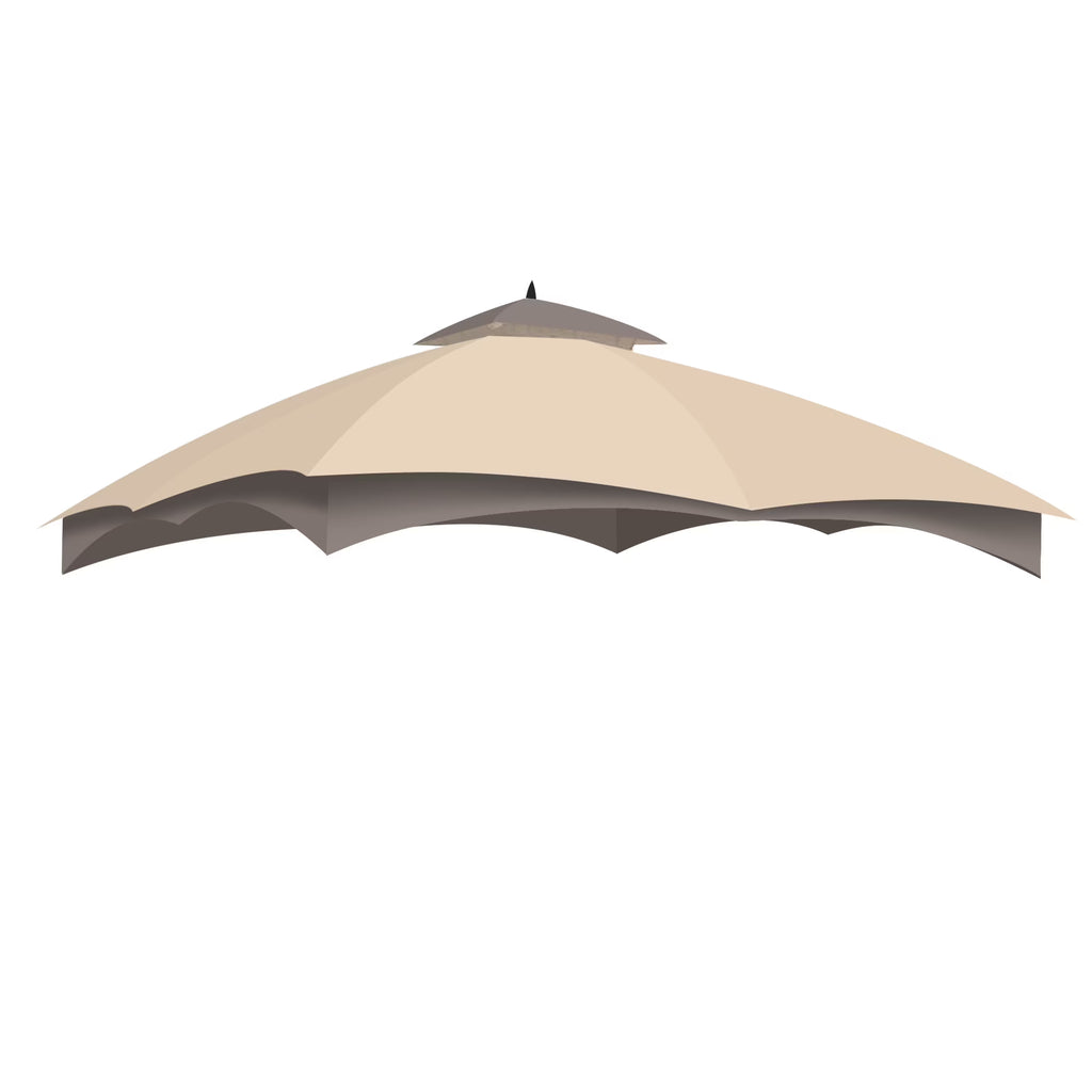 2-Tier Canopy Top Replacement for 10'x12' Gazebo Coffee Beige O85311