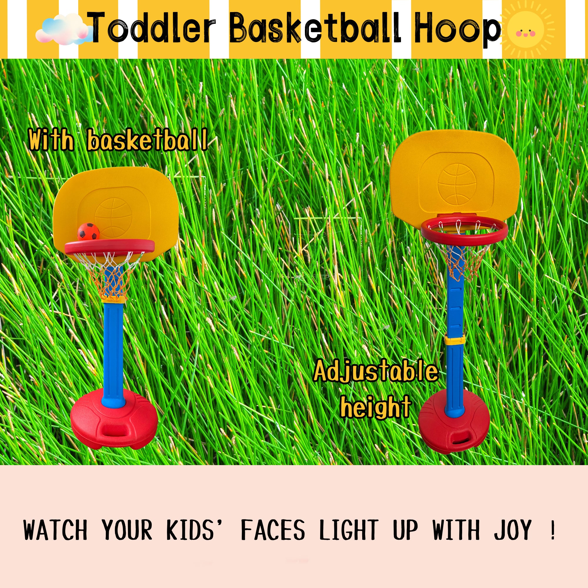 Basketball Hoop Arcade Game with Ball, Adjustable Height W915755