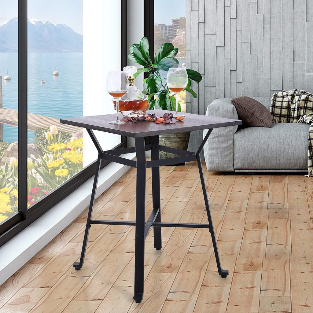 Solid Wood Bar Table with Metal Frame R796789