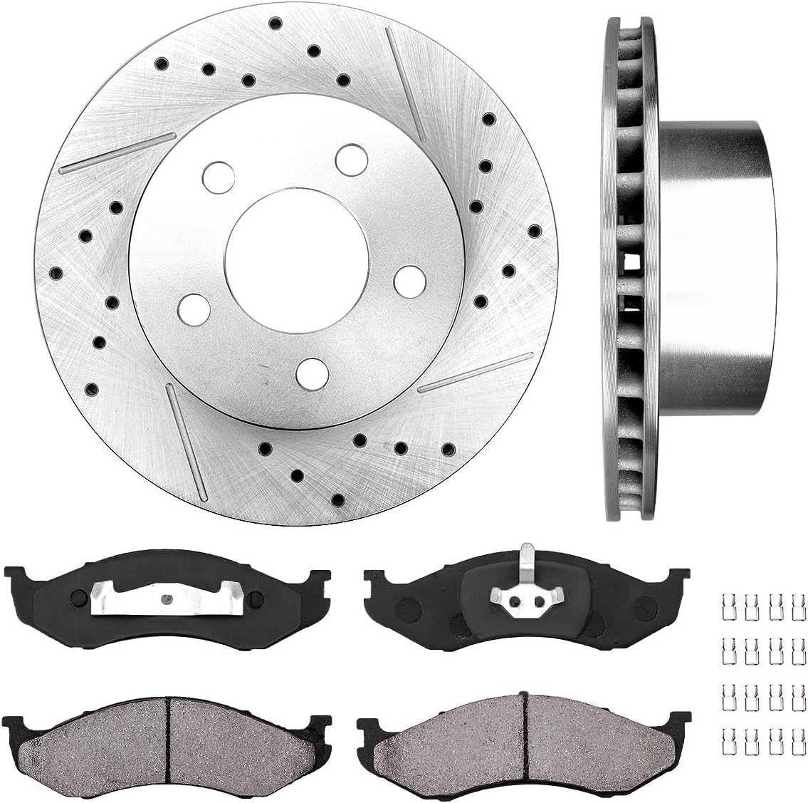 Brake Disc Rotors with Brake Pads and Clips E446064