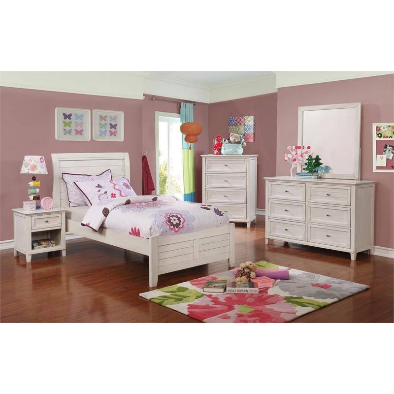 Antique White Solid Wood Full Bed I475