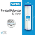 50 Pack Pleated Polypropylene Water Filter Cartridges 10x2.5 50 Micron E301123