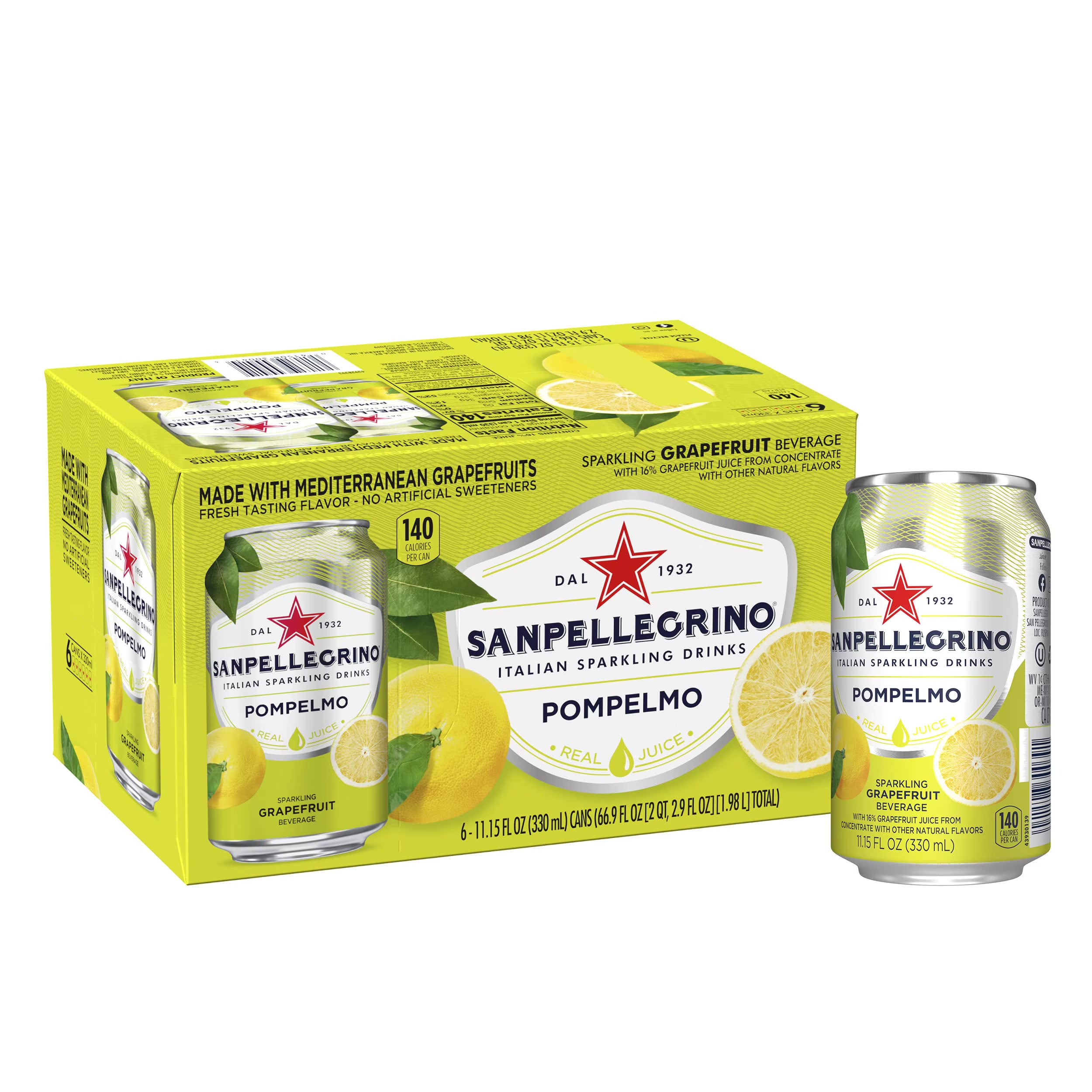 Italian Sparkling Drink, Grapefruit, 11.15 Fl Oz (Pack Of 6) F48576